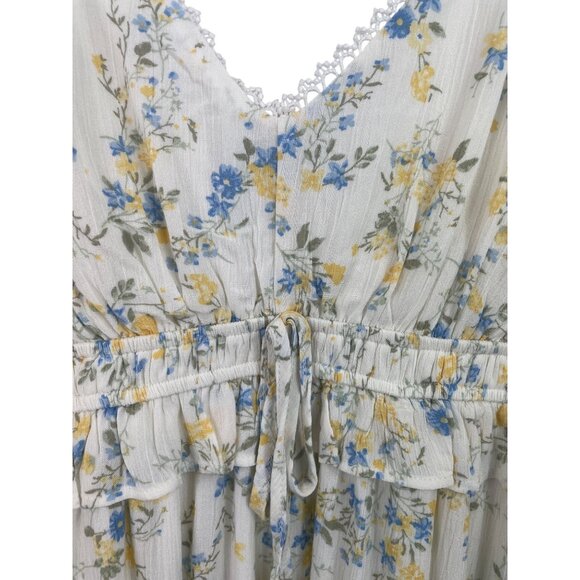 Wallflower Womens Size Large Floral Midi Dress With Ruffle Hem Adjustable Straps - Picture 5 of 13